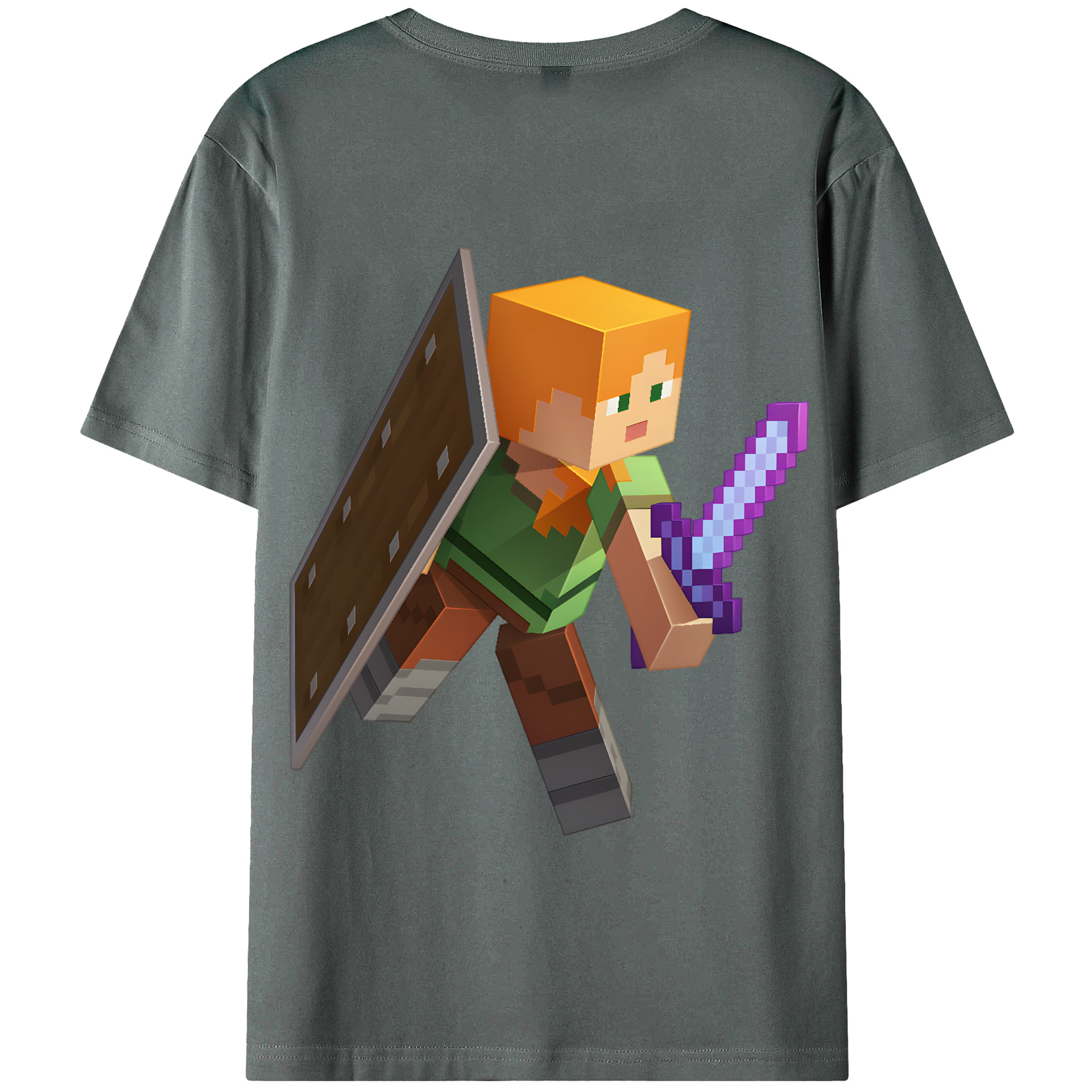 （画像用） マインクラフト ブロックの世界 Minecraft MC Block world 綿100％半袖Tシャツ（背面プリント）